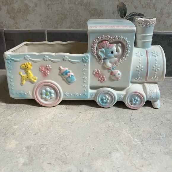 Vintage Relpo Train planter pastel baby nursery elephant - Picture 7 of 16